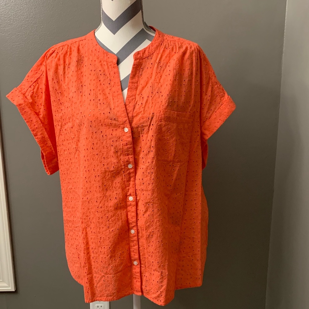 J.Crew Coral Camp Shirt 2XL